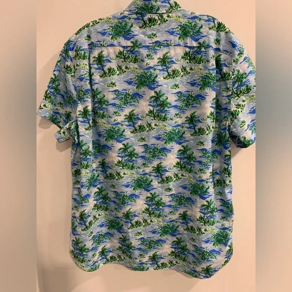 J. Crew Green and Blue Tropical Casual Shirt